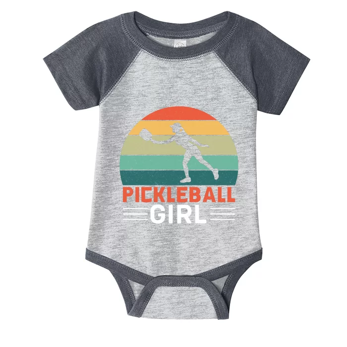 Vintage Pickleball Girl Paddle Infant Baby Jersey Bodysuit