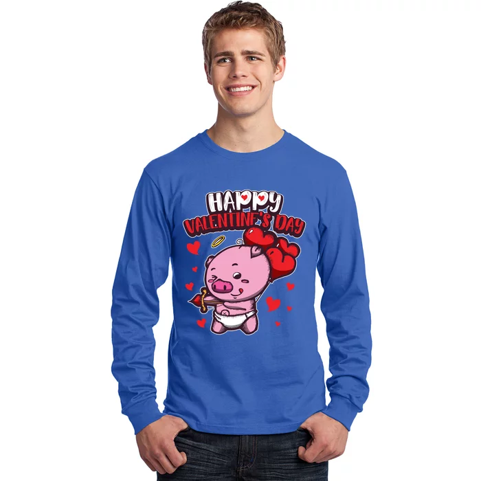 Valentine's Piglet Gift Sweet Cupid Animals Gift Pig Gift Long Sleeve Shirt