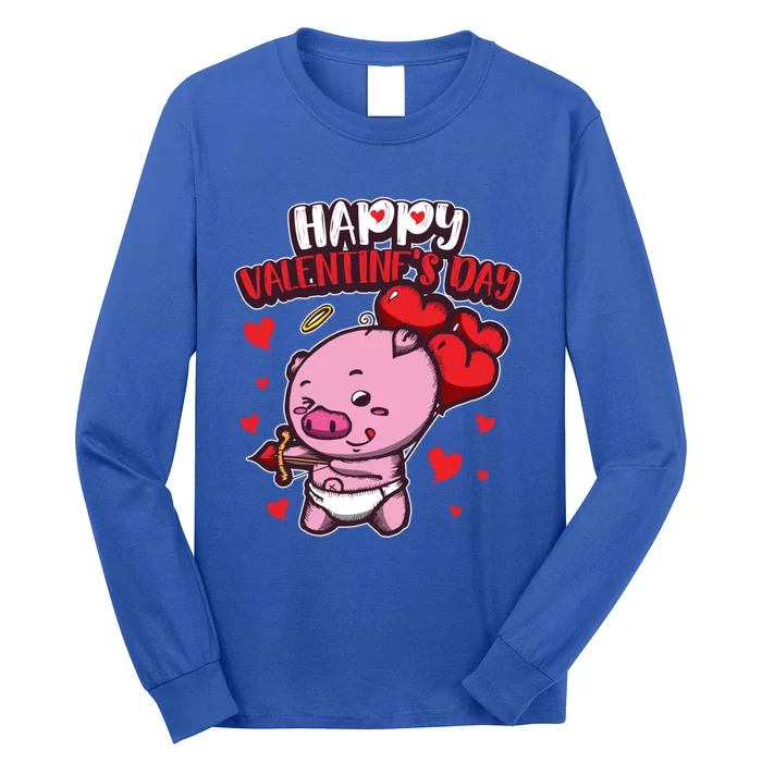 Valentine's Piglet Gift Sweet Cupid Animals Gift Pig Gift Long Sleeve Shirt