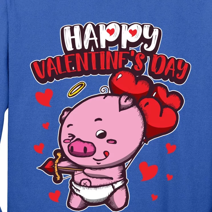 Valentine's Piglet Gift Sweet Cupid Animals Gift Pig Gift Tall Long Sleeve T-Shirt