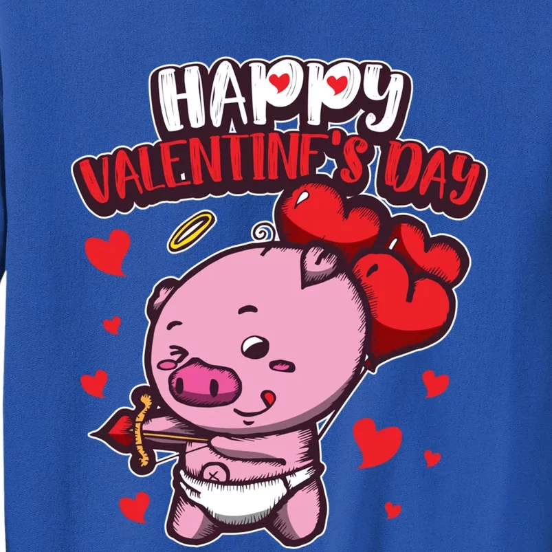 Valentine's Piglet Gift Sweet Cupid Animals Gift Pig Gift Tall Sweatshirt