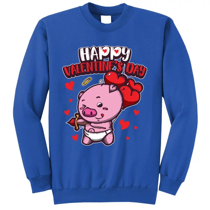 Valentine's Piglet Gift Sweet Cupid Animals Gift Pig Gift Tall Sweatshirt