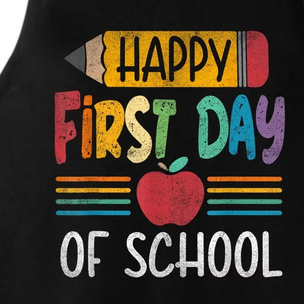 Vintage Pencil Happy First Day Of School Teacher Boy Girl Ladies Tri-Blend Wicking Tank