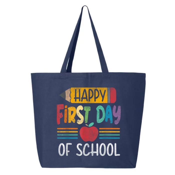 Vintage Pencil Happy First Day Of School Teacher Boy Girl 25L Jumbo Tote