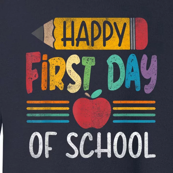 Vintage Pencil Happy First Day Of School Teacher Boy Girl Toddler Sweatshirt