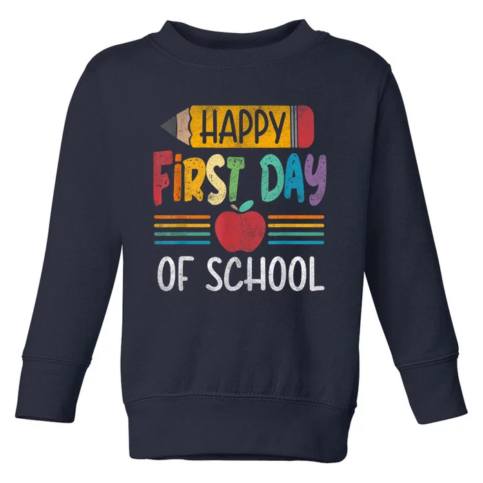 Vintage Pencil Happy First Day Of School Teacher Boy Girl Toddler Sweatshirt