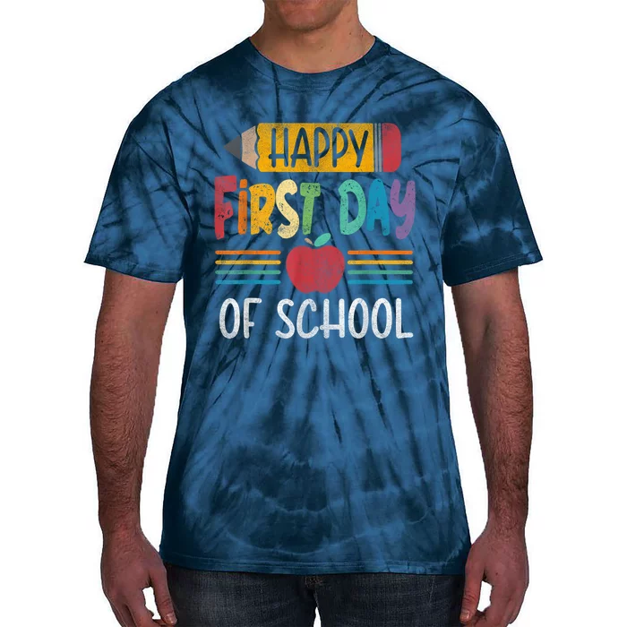 Vintage Pencil Happy First Day Of School Teacher Boy Girl Tie-Dye T-Shirt