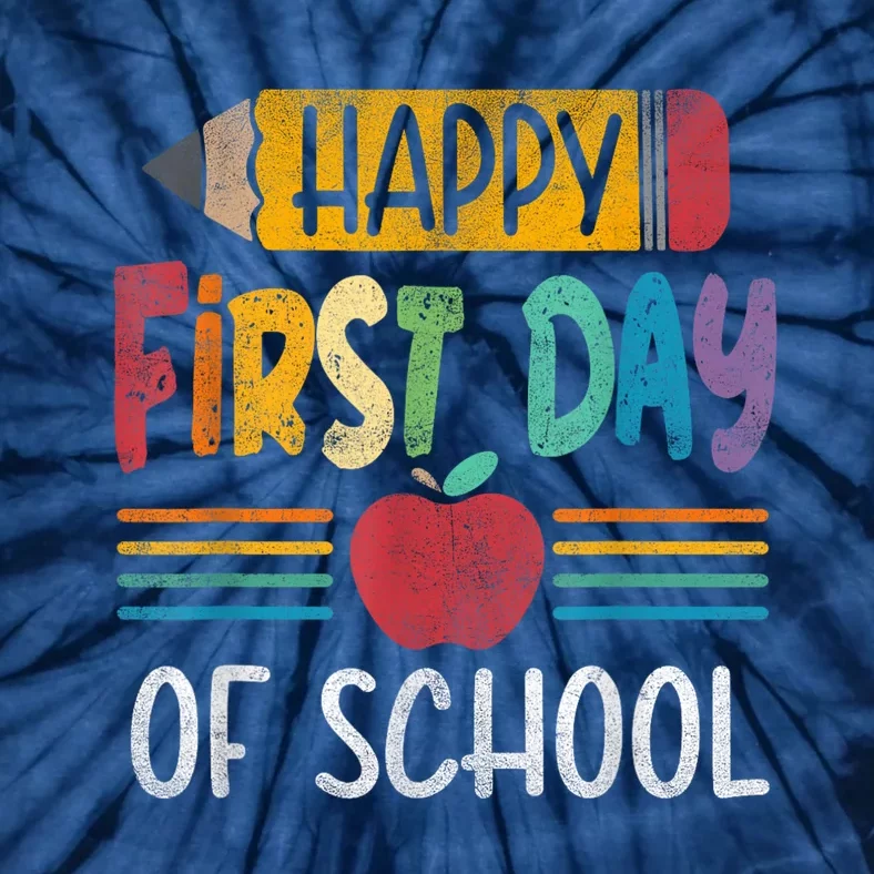 Vintage Pencil Happy First Day Of School Teacher Boy Girl Tie-Dye T-Shirt