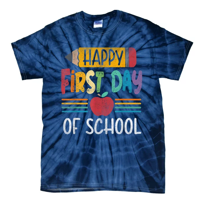 Vintage Pencil Happy First Day Of School Teacher Boy Girl Tie-Dye T-Shirt