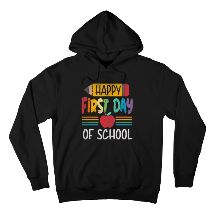 Vintage Pencil Happy First Day Of School Teacher Boy Girl Hoodie