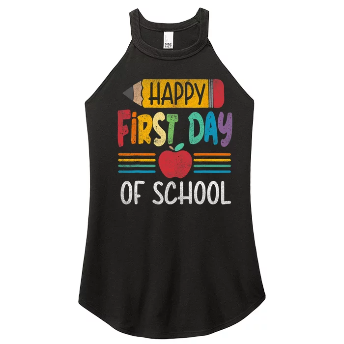 Vintage Pencil Happy First Day Of School Teacher Boy Girl Women’s Perfect Tri Rocker Tank