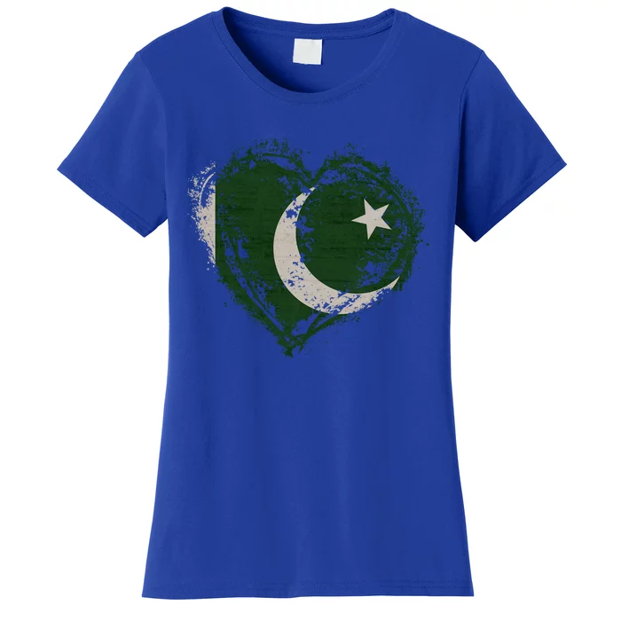 Vintage Pakistan Heart Shape Flag Stylish Design Meaningful Gift Women's T-Shirt