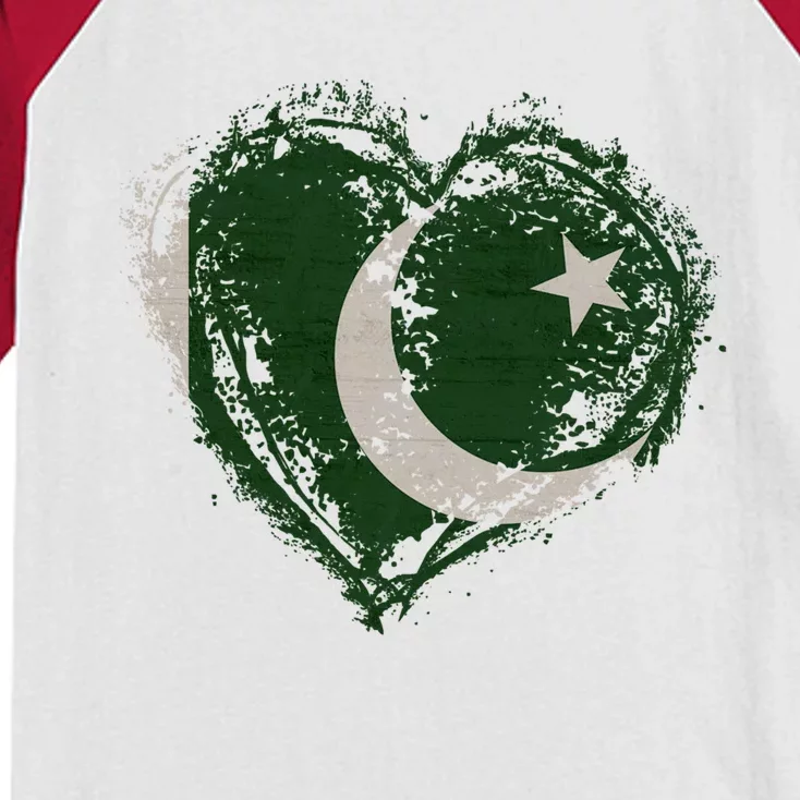 Vintage Pakistan Heart Shape Flag Stylish Design Meaningful Gift Kids Colorblock Raglan Jersey