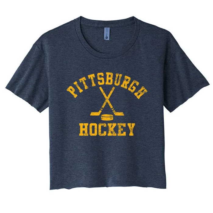 Vintage Pittsburgh Hockey Women's Crop Top Tee