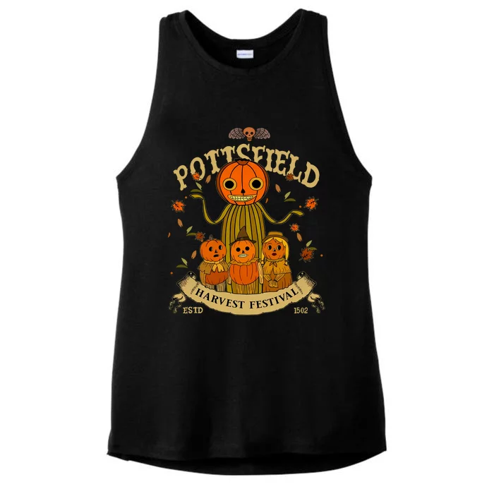 Vintage Pottsfield Harvest Festival Estd 1502 Pottsfield Harvest Spook Ladies Tri-Blend Wicking Tank