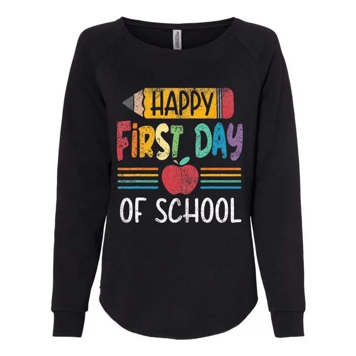 Vintage Pencil Happy First Day Of School Teacher Womens California Wash Sweatshirt