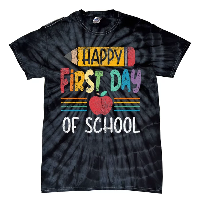 Vintage Pencil Happy First Day Of School Teacher Tie-Dye T-Shirt