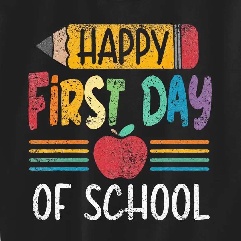 Vintage Pencil Happy First Day Of School Teacher Kids Sweatshirt