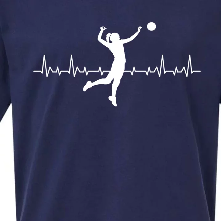 Volleyball Playing Heartbeat Volleyball Player Sport Lover Gift Sueded Cloud Jersey T-Shirt