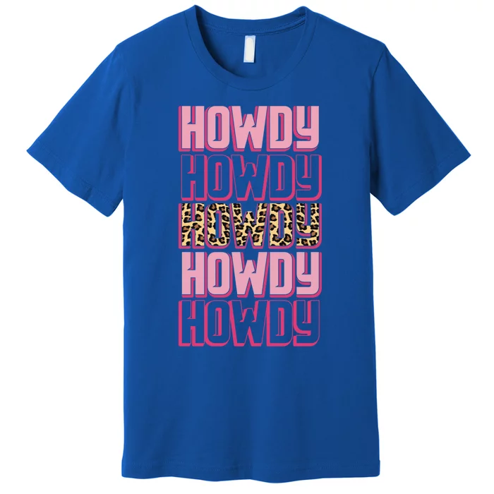 Vintage Pink Howdy Rodeo Western Country Southern Cow Gift Premium T-Shirt