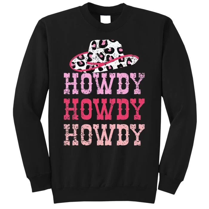 Vintage Pink Howdy Rodeo Western Country Southern Cow Tall Sweatshirt