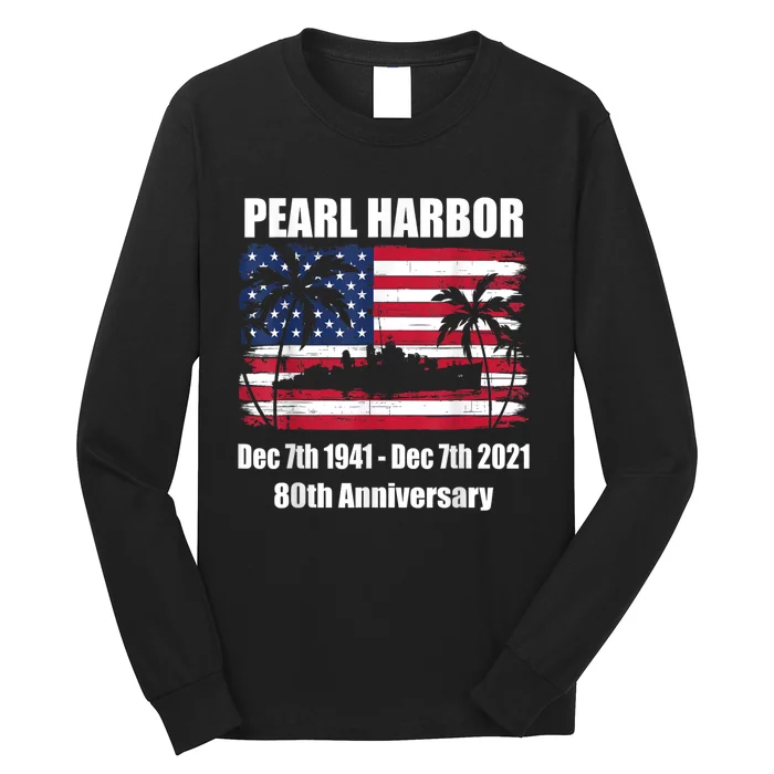 Vintage Pearl Harbor 80th Anniversary Flag Long Sleeve Shirt