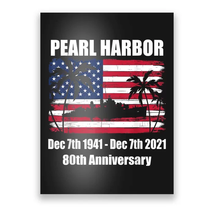 Vintage Pearl Harbor 80th Anniversary Flag Poster