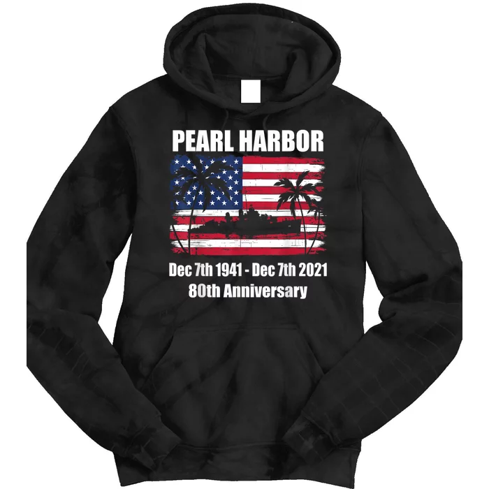 Vintage Pearl Harbor 80th Anniversary Flag Tie Dye Hoodie