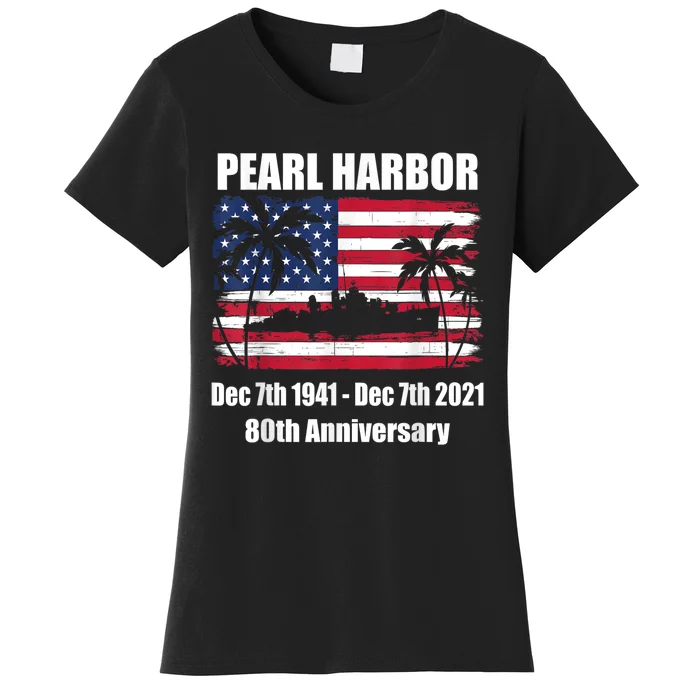 Vintage Pearl Harbor 80th Anniversary Flag Women's T-Shirt