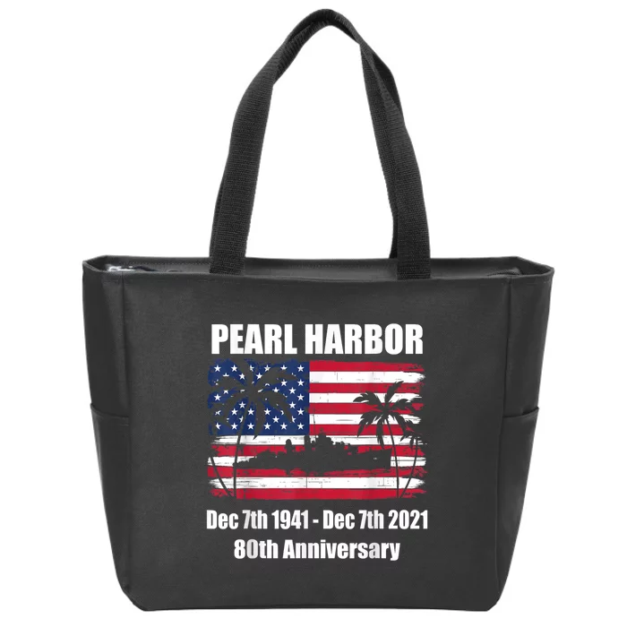 Vintage Pearl Harbor 80th Anniversary Flag Zip Tote Bag