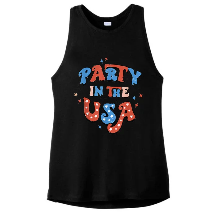 Vintage Party in the USA 4th of July  Clothing Ladies Tri-Blend Wicking Tank