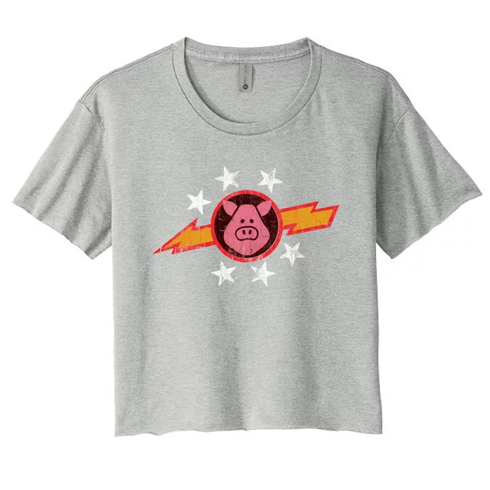 Vintage Pigs In Space Women's Crop Top Tee