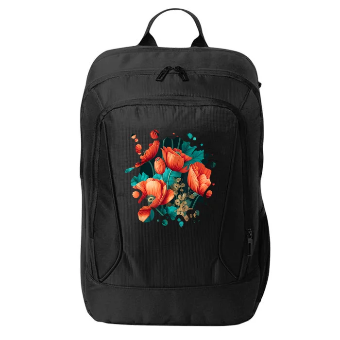 Vintage Poppy Inspired Flower Plant Lover Funny Gardening City Backpack