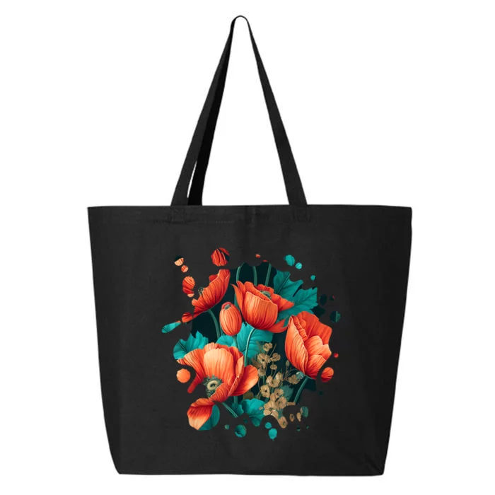 Vintage Poppy Inspired Flower Plant Lover Funny Gardening 25L Jumbo Tote