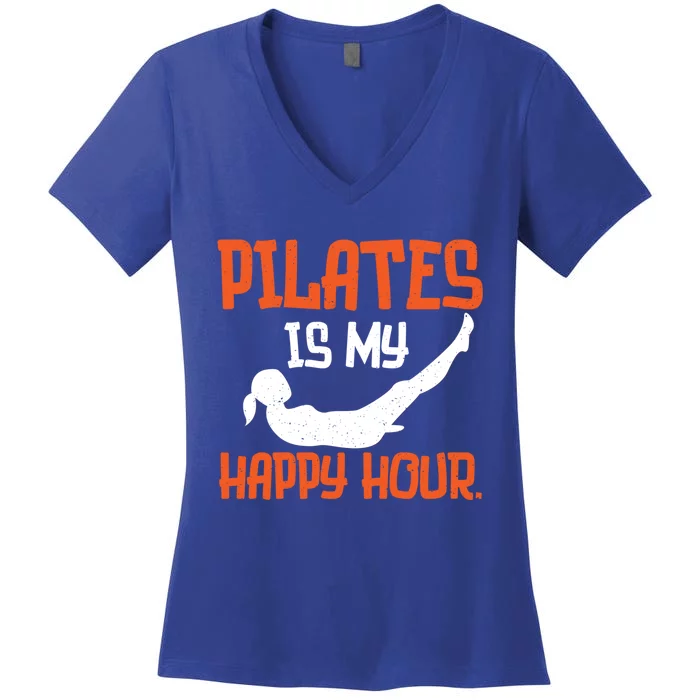 Vintage Pilates Is My Happy Hour Workout Fitness Gym Gift Women's V-Neck T-Shirt