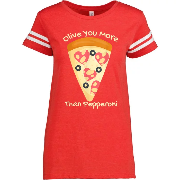 Valentines Pizza I Love Olive You More Than Pepperoni Funny Enza Ladies Jersey Football T-Shirt