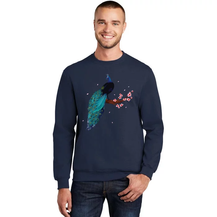 Vintage Peacock Japanese Beauty Bird Flower Gift Tall Sweatshirt