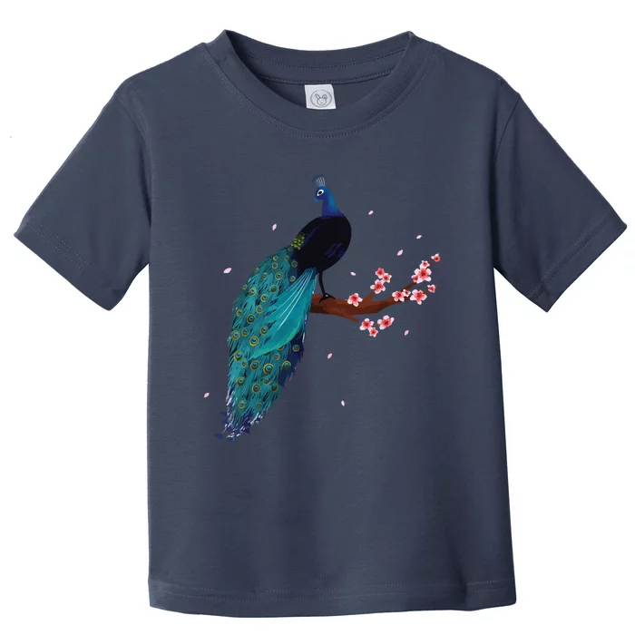 Vintage Peacock Japanese Beauty Bird Flower Gift Toddler T-Shirt