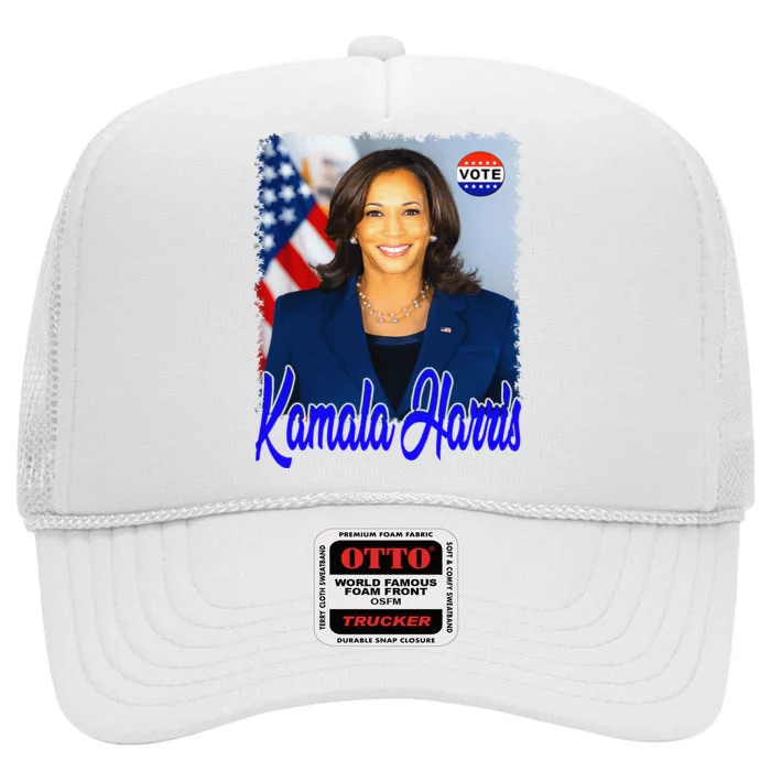 Vote President Kamala Harris 2024 High Crown Mesh Trucker Hat