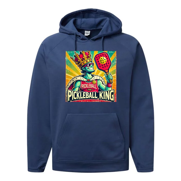 Vintage Pickleball King Performance Fleece Hoodie