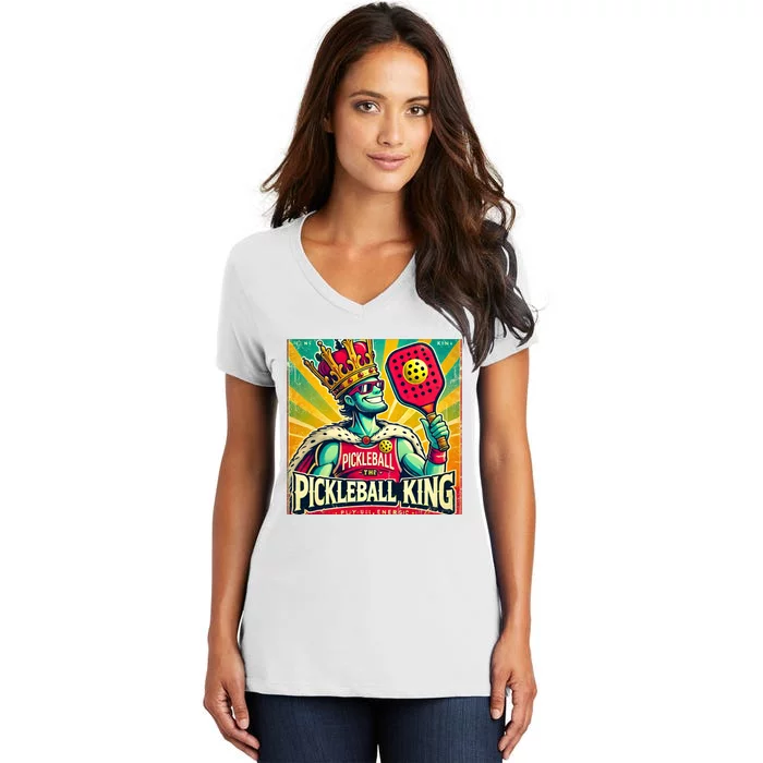 Vintage Pickleball King Women's V-Neck T-Shirt