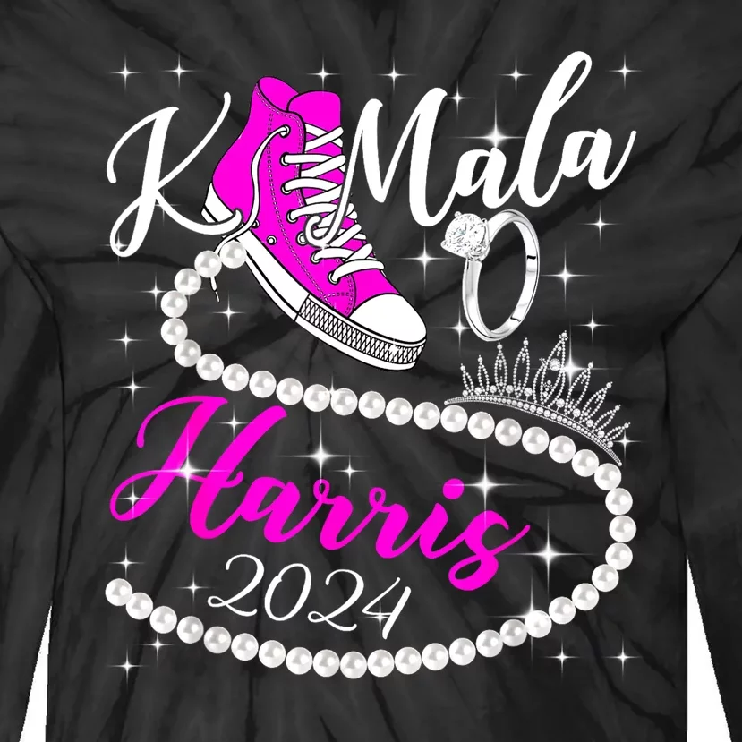 Vote President Kamala Election Sneakers Kamala Harris 2024 Gift Tie-Dye Long Sleeve Shirt