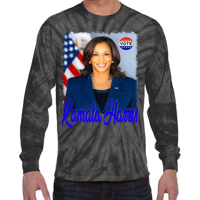 Vote President Kamala Harris 2024 Tie-Dye Long Sleeve Shirt