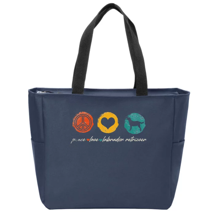 Vintage Peace Love Labrador Retriever Dog Lover Gifts Zip Tote Bag