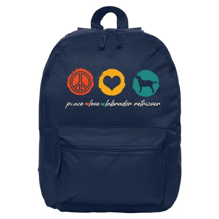 Vintage Peace Love Labrador Retriever Dog Lover Gifts 16 in Basic Backpack