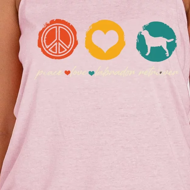 Vintage Peace Love Labrador Retriever Dog Lover Gifts Women's Knotted Racerback Tank