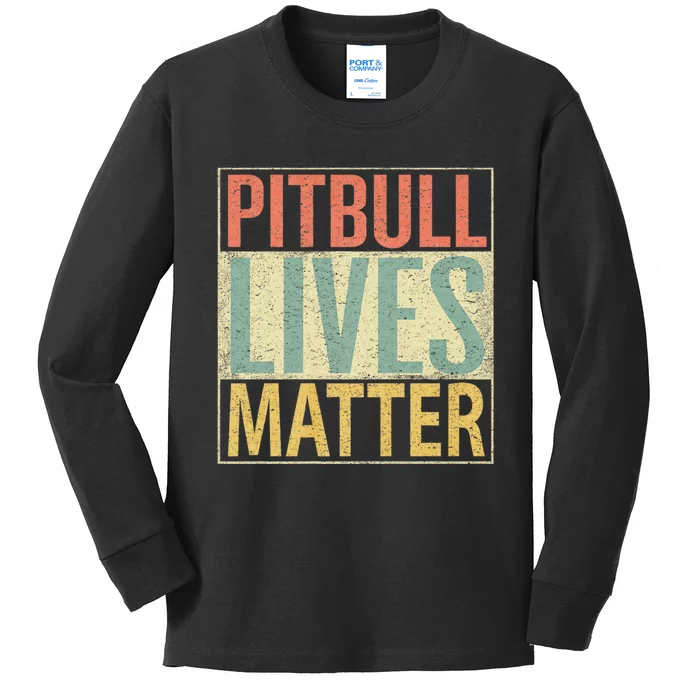 Vintage Pitbull Lives Matter Love Pitbulls Kids Long Sleeve Shirt