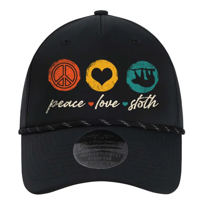 Vintage Peace Love Sloth Funny Sloth Lover Gift Funny Gift Performance The Dyno Cap