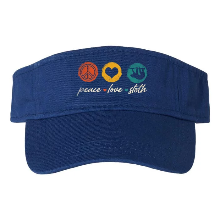 Vintage Peace Love Sloth Funny Sloth Lover Gift Funny Gift Valucap Bio-Washed Visor