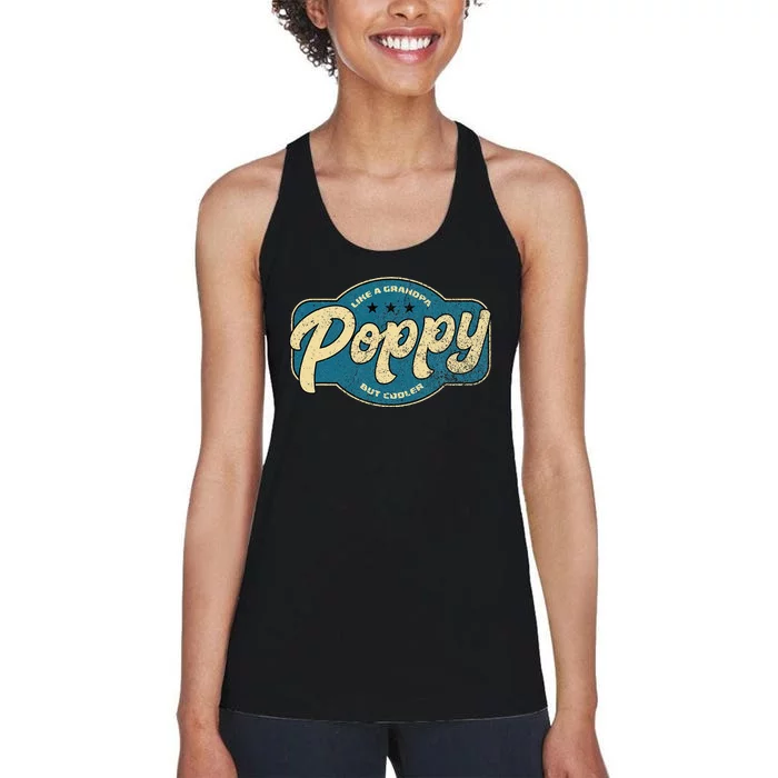 Vintage Poppy Like A Grandpa But Cooler Grandpa Poppy Women's Racerback Tank